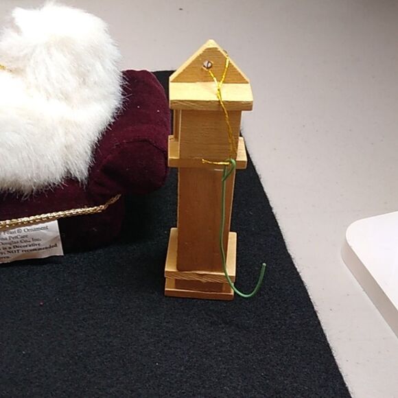 Cat Ornament 2004 Fancy Feast Merry Christmas Hoop and Mouse in  clock - Picture 4 of 6